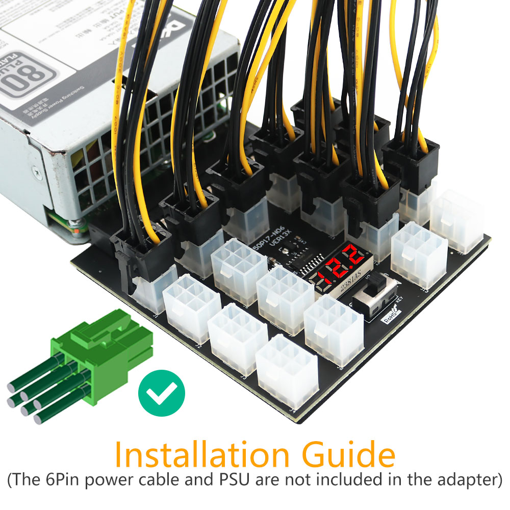 PCI-E 12V 50Pin to ATX 17 x 6P - 2400W Server Psu Breakout Board 评论和价格