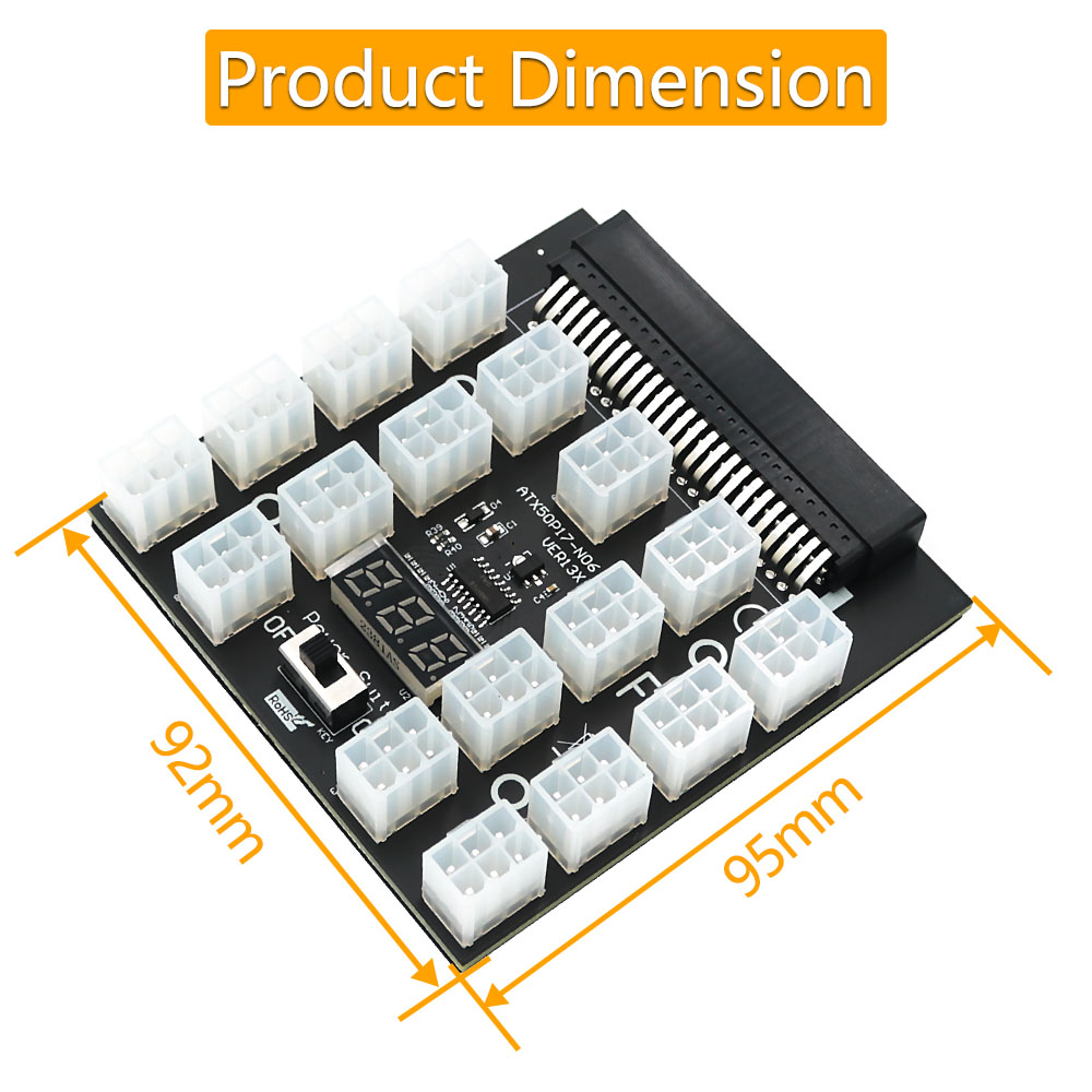 PCI-E 12V 50Pin to ATX 17 x 6P - 2400W Server Psu Breakout Board 评论和价格