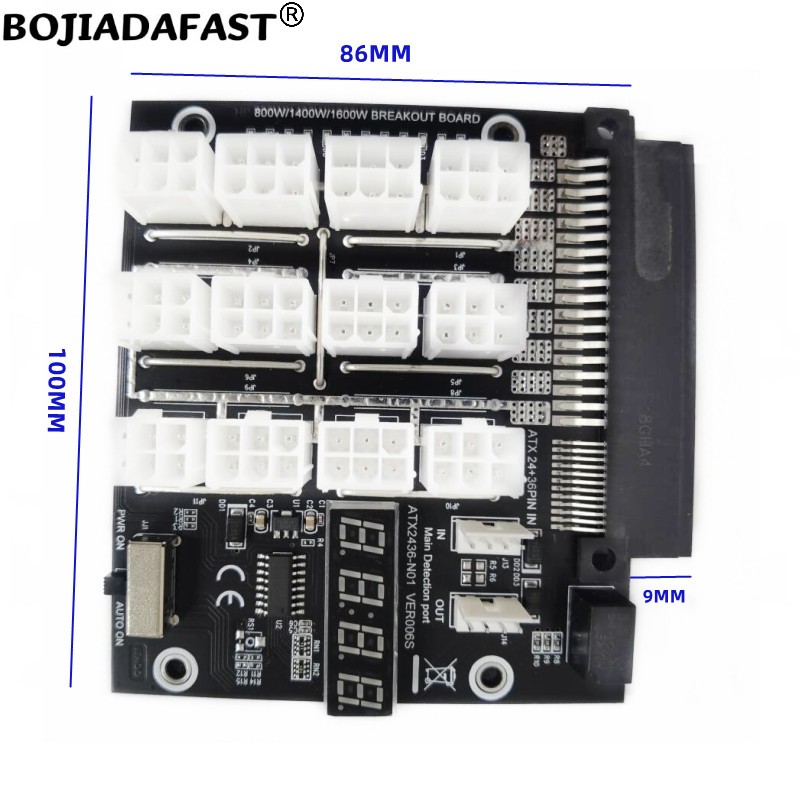 12 Ports PCIe 6Pin Connector B - 2400W Server Psu Breakout Board 评论和价格